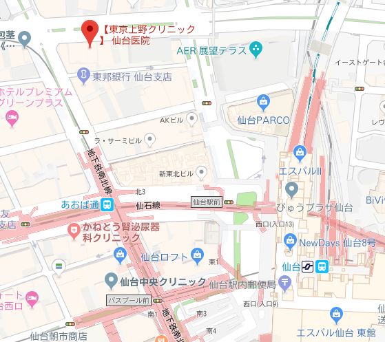 上野クリニック仙台医院地図